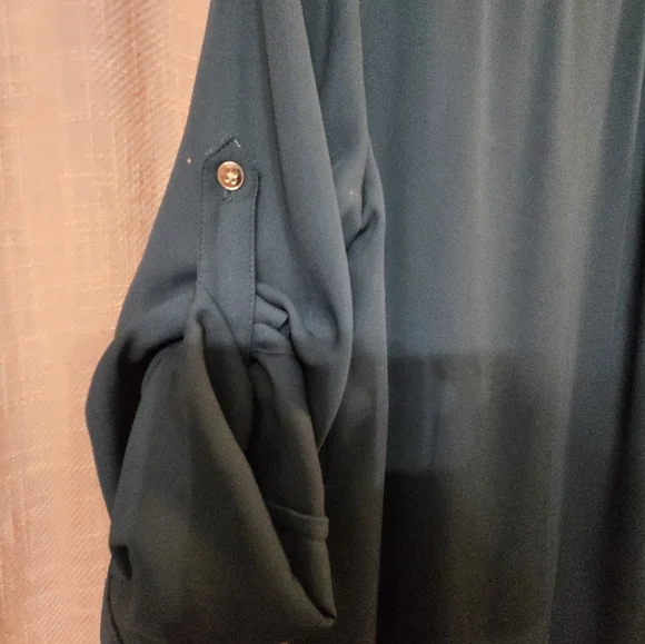 White House Black Market Dark Green Button-Up Shirt Dress - Picture 4 of 5